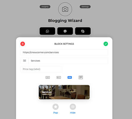07 Micro landing page - add button or card