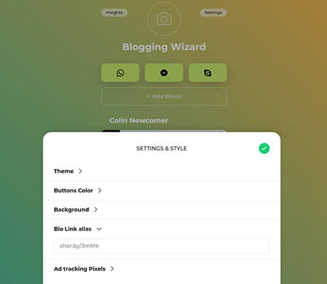 10 Micro landing page - Settings and styles