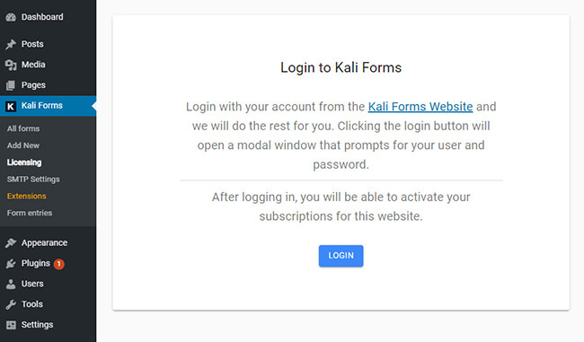 activate your kali forms license