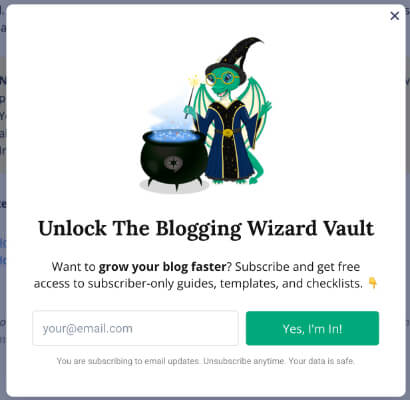 blogging wizard opt in form