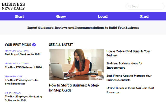 business news daily homepage