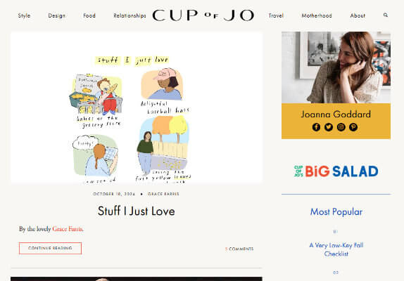 cup of jo homepage