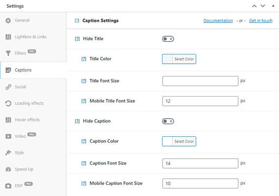 edit the gallery settings