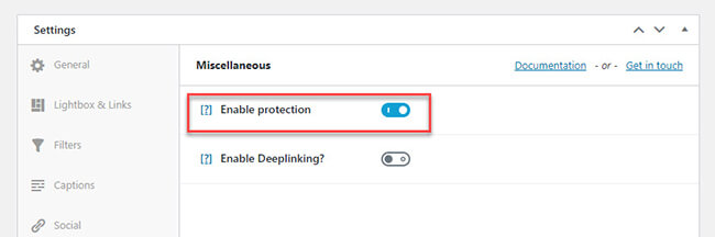 enable password protection