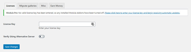 enter license key for modula