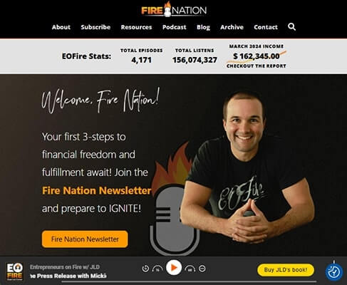 entrepreneur on fire homepage