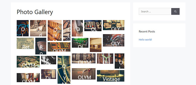 gallery design with default settings