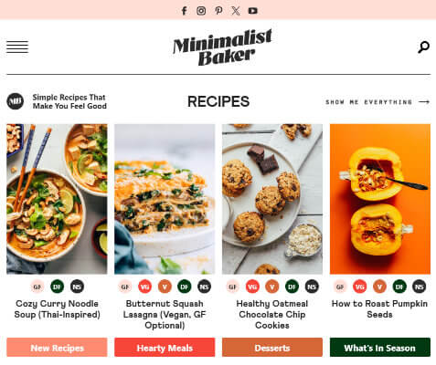 minimalist baker homepage
