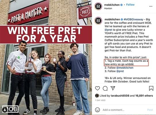 Mobkitchen tag a friend instagram giveaway