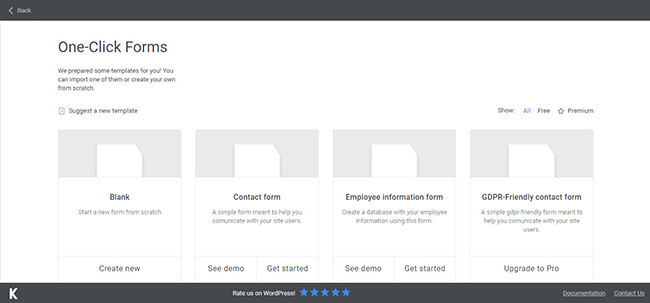 one click forms page