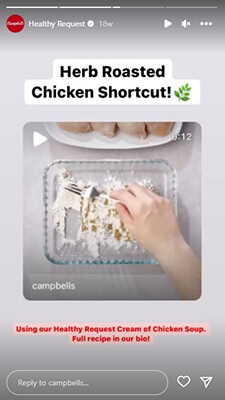 share your recipes in stories example