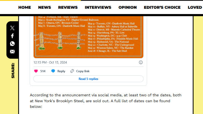 the needle drop social sharing links