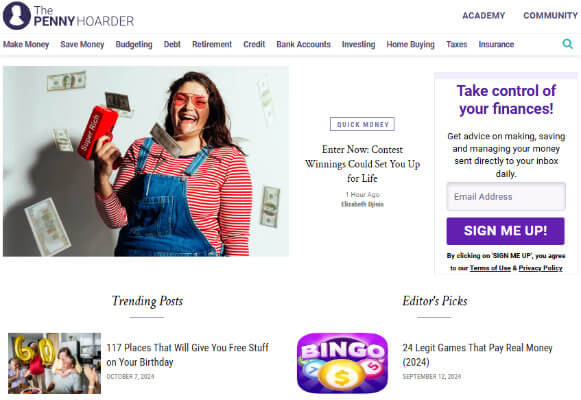 the penny hoarder homepage