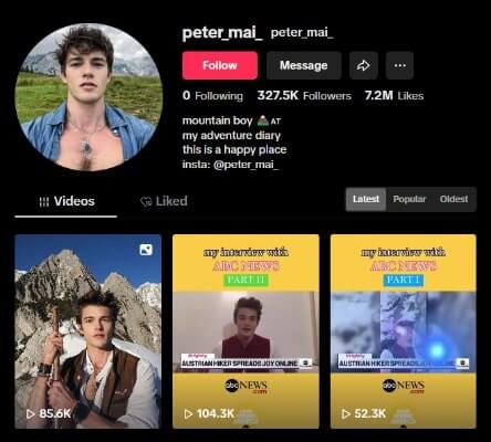 tiktok peter mai profile