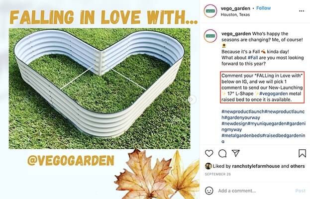 Vego_garden comment to win Instagram giveaway