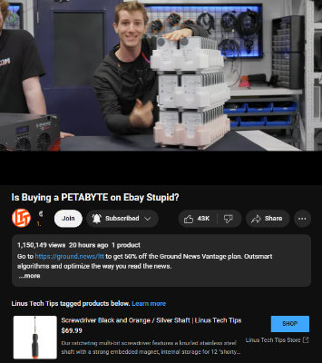 youtube linus tech tips product