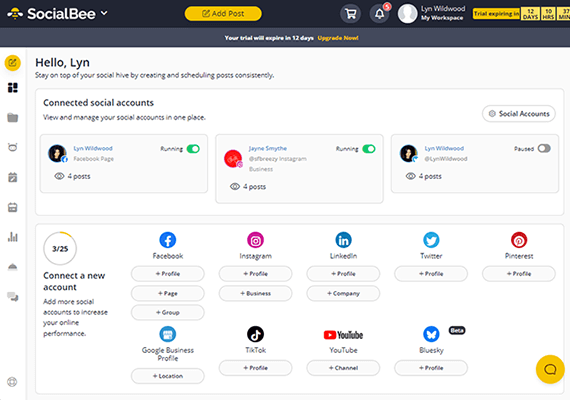 02 Dashboard - SocialBee dashboard
