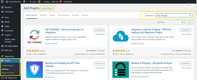 02 install wp staging from plugins dashboard