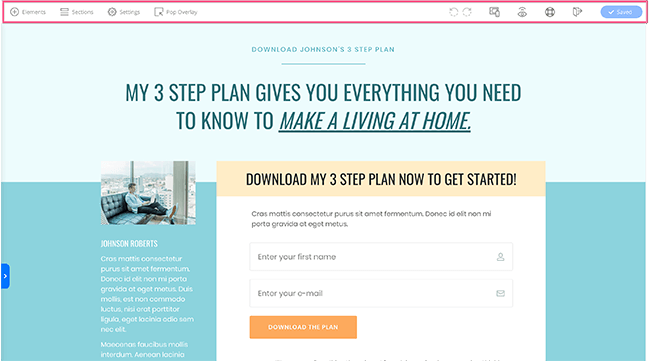 02 Panel across the top showing settings
