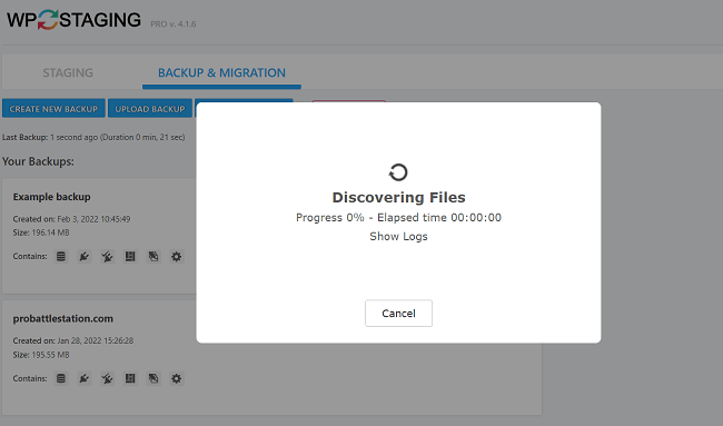 04 click start backup