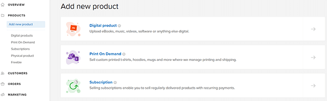 04 sellfy add new product