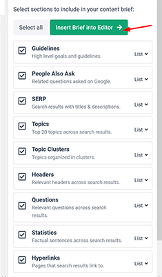 08 research panel insert brief into editor