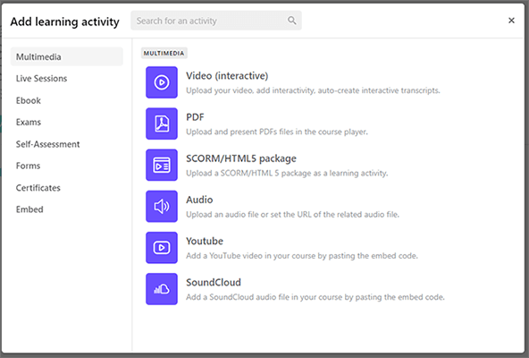 10 courses add activity