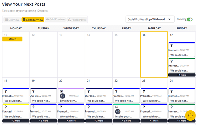 10 Next Posts - calendar view