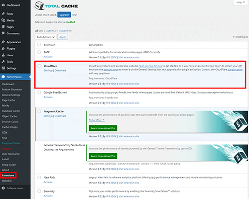 11 Activate Cloudflare extension