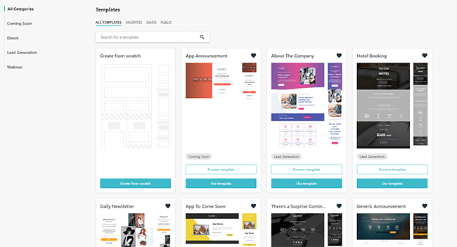 12 landing pages create new
