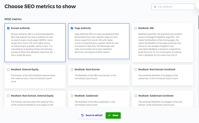 12 serpchecker metric settings