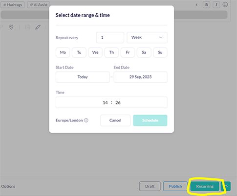 12 social media scheduler recurring