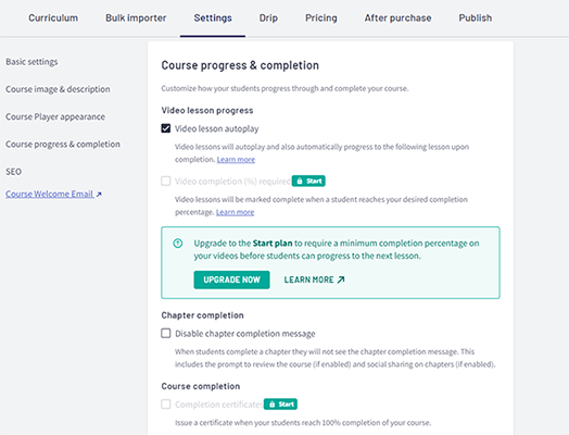 13 course preview settings settings page