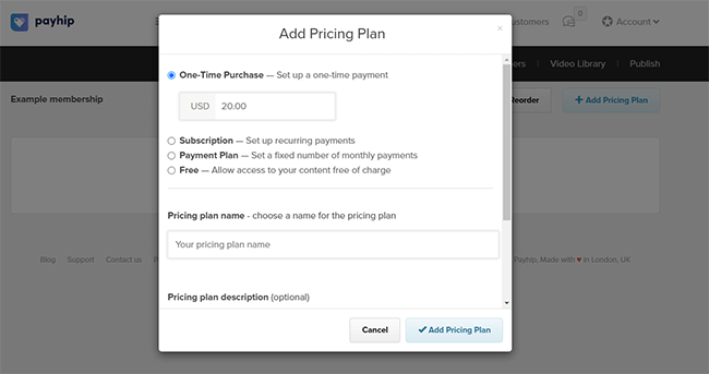 14 memberships pricing tab