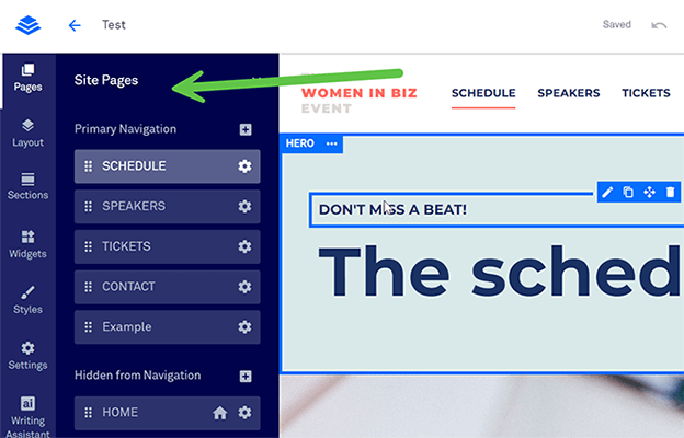 14 Sites - Pages section