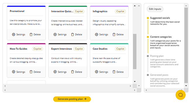14 Social media copilot - content categories