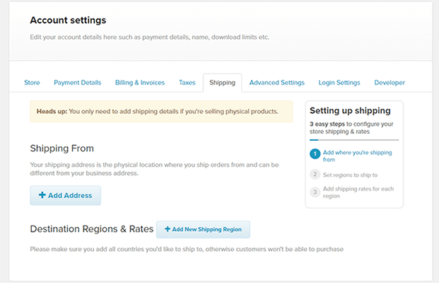16 physical products settings