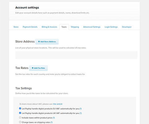 18 vat taxes settings