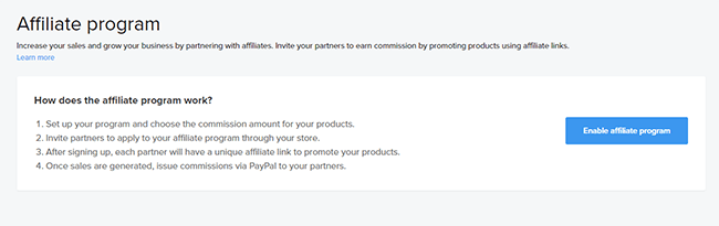 19 Affiliate program - enable