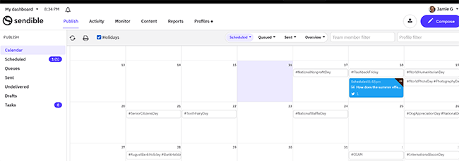 20 content calendar scheduled posts
