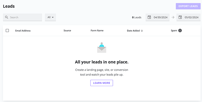21 Leads Library - Main dashboard