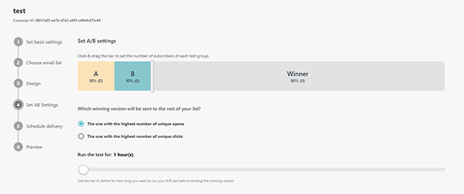 22 a b testing settings