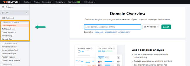 22 competitive research tools seo menu