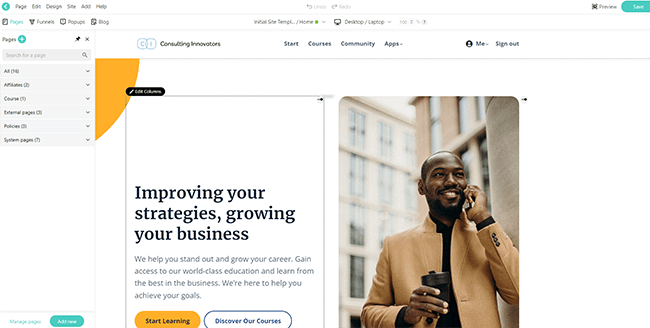 22 website builder edit school site