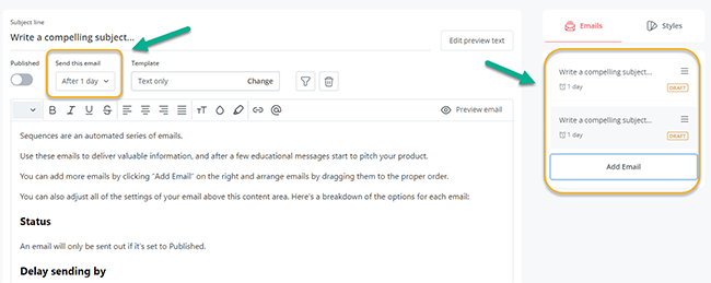 23 sequences add email