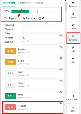 30 optimize top topics