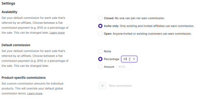 36 Affiliate marketing - settings