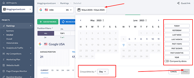 37 keyword rank tracker calendar