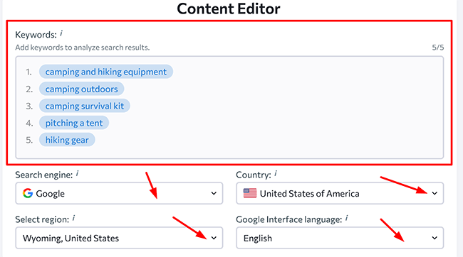 4 content editor keywords