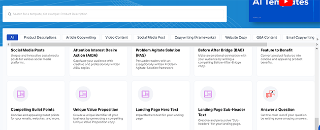 42 ai templates ai copywriter
